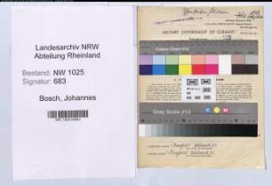 Entnazifizierung Johannes Bosch , geb. 03.12.1885 (Wehrmeister)