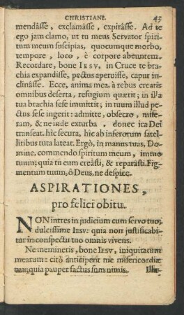 Aspirationes, pro felici obitu