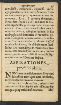 Aspirationes, pro felici obitu