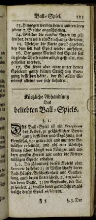Kürtzliche Abhandlung Des beliebten Ball-Spiels.