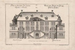 Dresden, Aufriss der Hauptfassade des Stallgebäudes (später Johanneum) mit Maßstab, No. 1, Blatt 263 aus Engelbrechts Architekturwerk