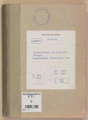 Bundesvorstands- und Bundesratssitzungen: Bd. 9