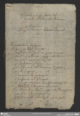 [Text:] Epitalamio per le nozze del Bruno Brunelli e della Pan Bianca