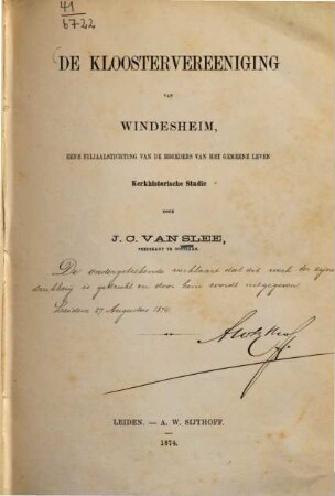 De Kloostervereeniging van Windesheim : eene filiaalstichting van de broeders van het gemeene leven ; kerkhistorische studie