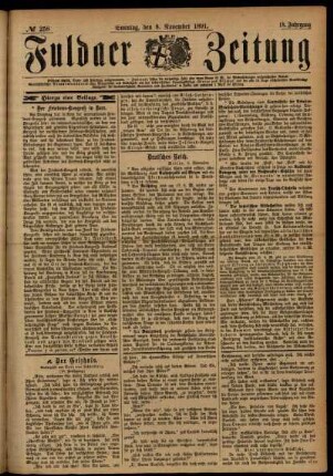 Erste Ausgabe vom Sonntag, den 08. November 1891.