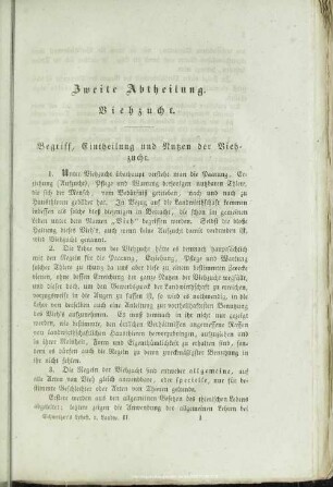 Zweite Abtheilung. Viehzucht