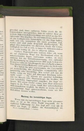 Messung des kurzsichtigen Auges.