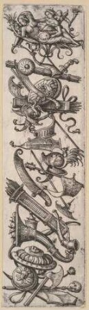 Ornamentfüllung mit Trophäen [Teil 2 eines auseinander geschnittenen Blattes mit zwei Ornamentfüllungen]