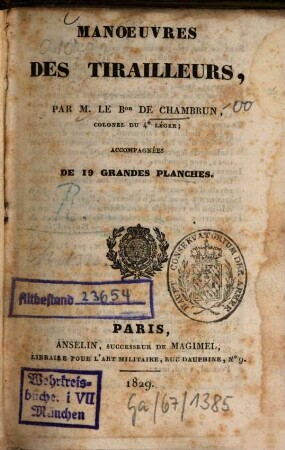 Manoeuvres des tirailleurs : Accompagnees de 19 grandes planches