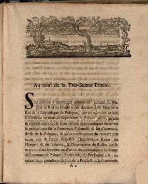 Traité Entre Sa Majesté Le Roi De Prusse Et Le Roi De Pologne, Conclu A Varsovie Le 18 Septembre 1773.