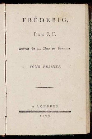 1: Frédéric. Tome Premier