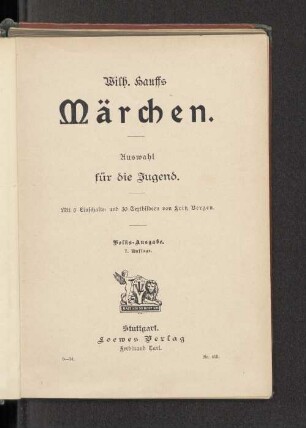 Wilh. Hauffs Märchen : Auswahl für die Jugend