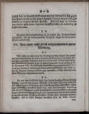 VII. Von einer/ nicht gleich aufgenommenen guten Meinung.