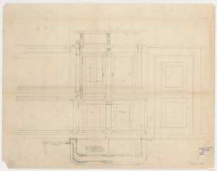 Thiersch, Friedrich von; München; Justizpalast - Schrank - Entwurf (Teilansicht, Schnitt)