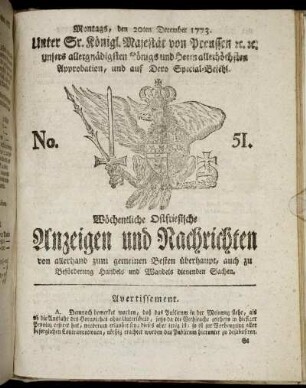 No. 51. Montags, den 20ten December 1773.