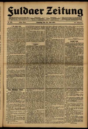 Erste Ausgabe vom Samstag, den 26. Juli 1913.