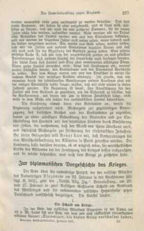 Zur diplomatischen Vorgeschichte des Krieges