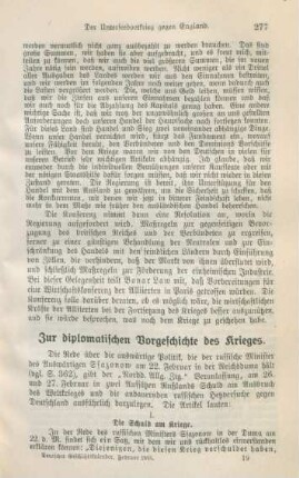 Zur diplomatischen Vorgeschichte des Krieges