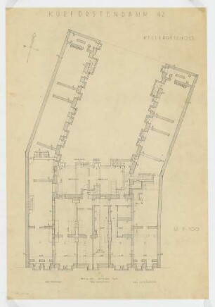 Geschäfts- und Bürohaus Hülse, Berlin-Charlottenburg: Grundriss Kellergeschoss 1:100