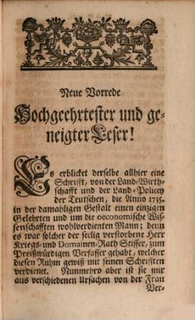 Friederich Ulrich Stissers, Ehemahligen Fürstl. Braunschweig-Lüneburgl. Amtmanns und nachherigen K. Pr. Krieges- und Domainen-Raths Einleitung zur Land-Wirthschaft und Policey der Teutschen : Zum Unterricht in Oeconomie-Policey- und Cammer-Wesen eingerichtet