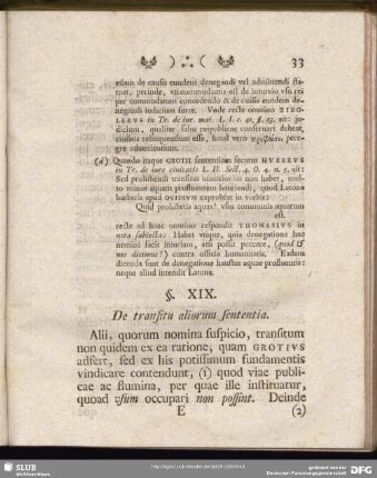 §. XIX. De transitu aliorum sententia