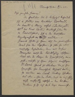 Brief an B. Schott's Söhne : 09.01.1921