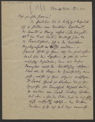 Brief an B. Schott's Söhne : 09.01.1921