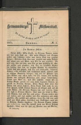 No. 1. Januar. 1871.
