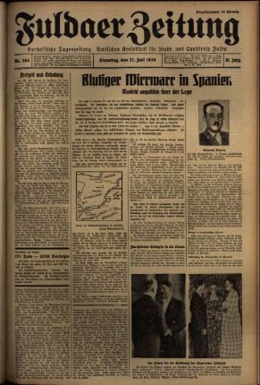 Erste Ausgabe vom Dienstag, den 21. Juli 1936.