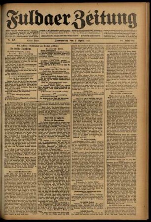 Erste Ausgabe vom Donnerstag, den 05. April 1917.