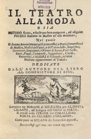Il Teatro alla moda : [Umschlagtitel]