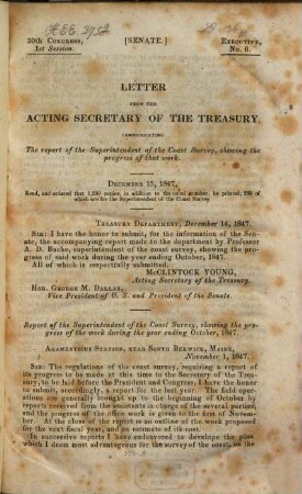 Miscellaneous documents. [36,3.] 1847, 15. Dez. = Doc. Nr. 6 = Congress 30, Sess. 1