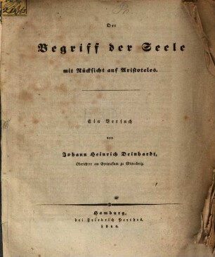 Der Begriff der Seele mit Rücksicht auf Aristoteles