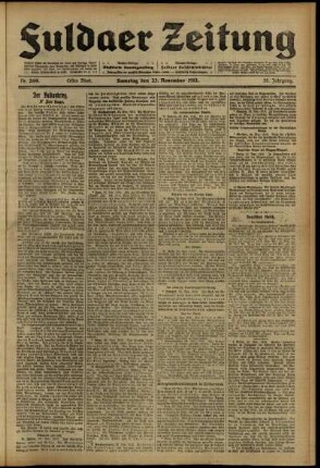 Erste Ausgabe vom Samstag, den 23. November 1912.