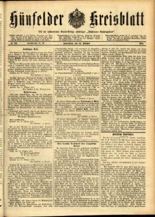 Ausgabe vom Samstag, den 24. Oktober 1914.