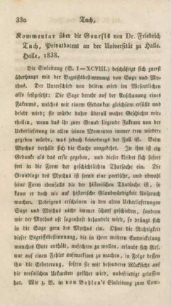 330-340 [Rezension] Tuch, Friedrich, Kommentar über die Genesis