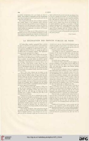 La décoration des édifices publics de Paris