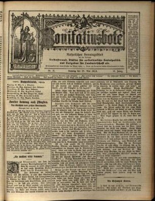 Erste Ausgabe vom Sonntag, den 25. Mai 1913.