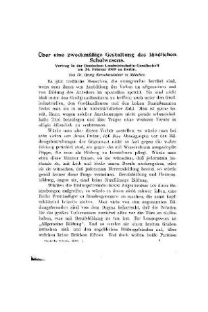 Über eine zweckmäßige Gestaltung des ländlichen Schulwesens