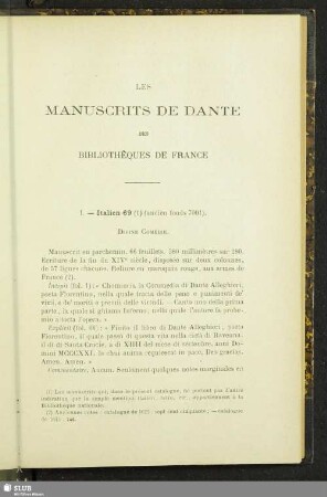 Les Manuscrits De Dante Des Bibliothèques De France