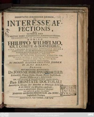 Dissertatio Inauguralis Juridica, De Interesse Affectionis