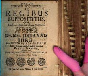 Specimen acad. de regibus supposititiis