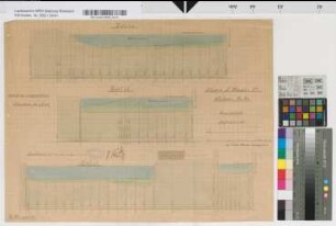 Wasserkraftanlage der Firma Bredt und Co. in Witten. S. auch Begleitmaterial unter RWD Nr. 3.: [Umbau der Wasserkraftanlage der Firma A. Bredt & Cie., Witten/Ruhr]. Herren A. Bredt & Cie. Witten- Ruhr. Querprofile. Profil 3a, 3b, 3c. Vertiefung eingezeichnet: Heidenheim den 6.5.1913. Anerkannt: Witten, den 9.3.1914. Änderungen eingetragen: Heidenheim, den 21.2.1914 / Künkele, Regierungsbauführer / J. M. Voith, Maschinenfabrik, Heidenheim. S. auch Begleitmaterial unter RWD Nr. 3.