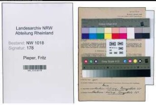 Entnazifizierung Fritz Pieper , geb. 31.03.1903 (Werkschutz)
