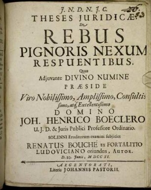 Theses Juridicæ, De Rebus Pignoris Nexum Respuentibus