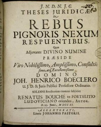 Theses Juridicæ, De Rebus Pignoris Nexum Respuentibus