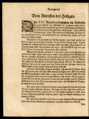 Vom Anruffen der Heiligen