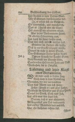 Lästerung und letzte Klage eines Verdammten
