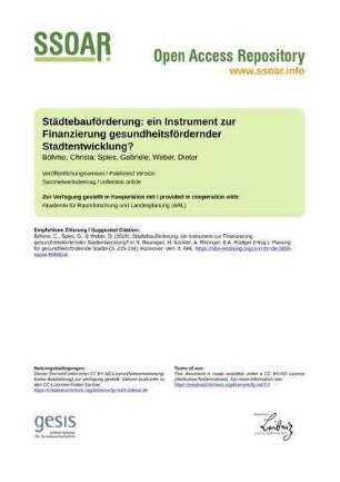 Städtebauförderung: ein Instrument zur Finanzierung gesundheitsfördernder Stadtentwicklung?