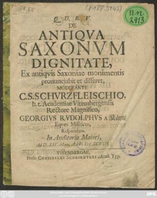 De Antiqua Saxonum Dignitate